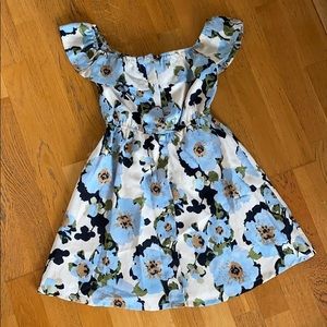 JOA floral off the shoulder dress linen